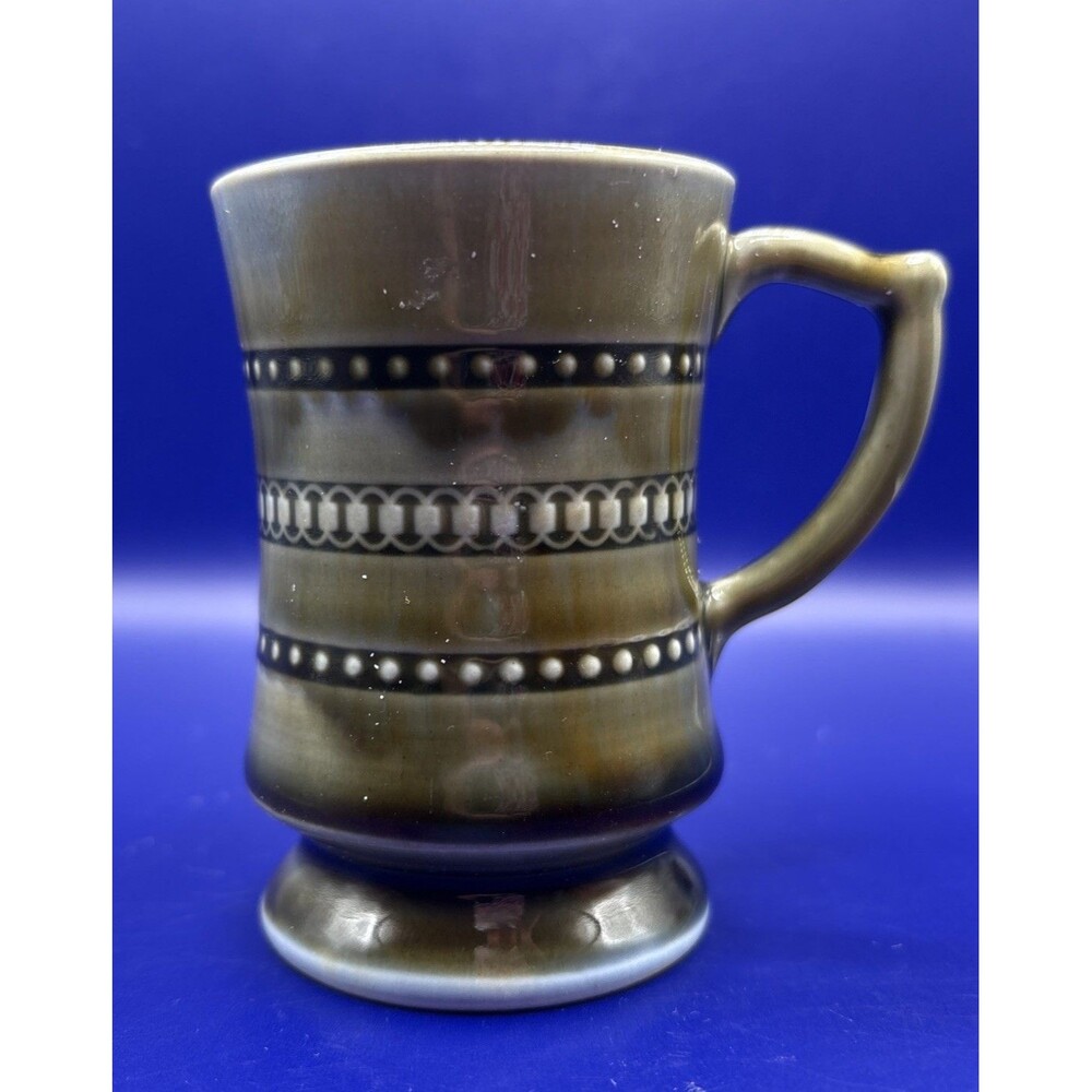Vintage Wade Irish Porcelain Miniature 3" Green Blue Tankard Mug Shamrock Mark